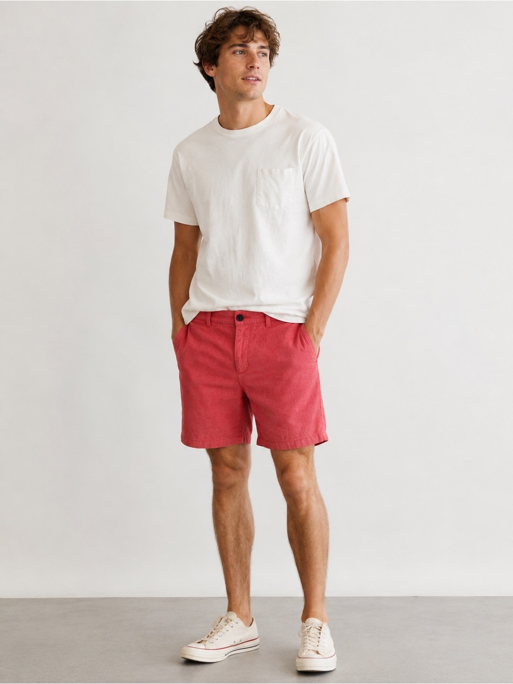 Club Monaco Men’s Red Chino Shorts Size 28 Cotton Summer Casual Preppy